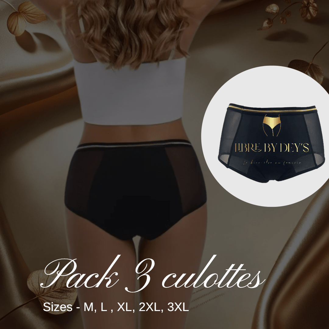 Culotte menstruelle lavable(3), flux abondant, Libre by Dey’s - Libre by deys